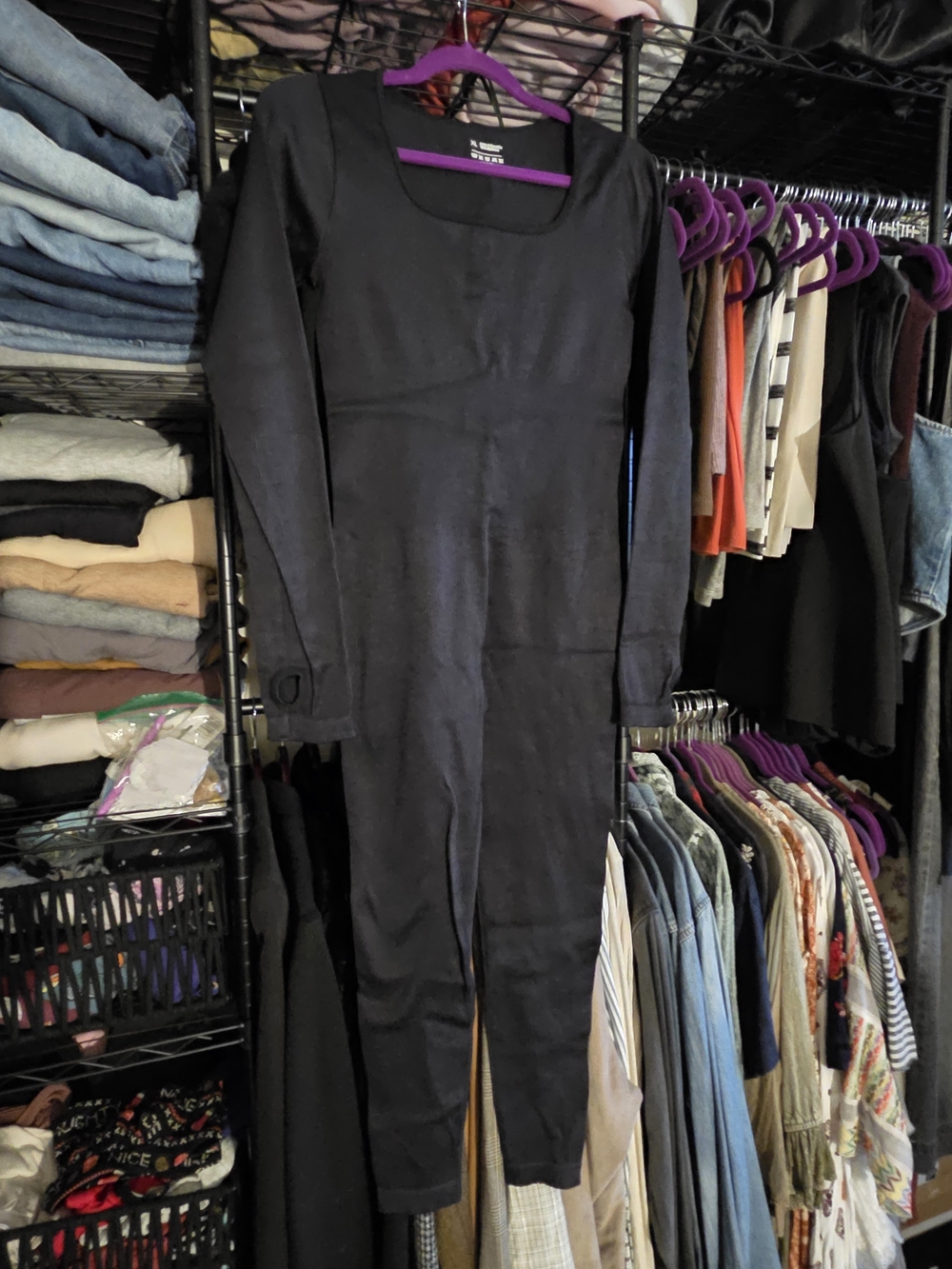 Shein Black Long-Sleeve Jumpsuit